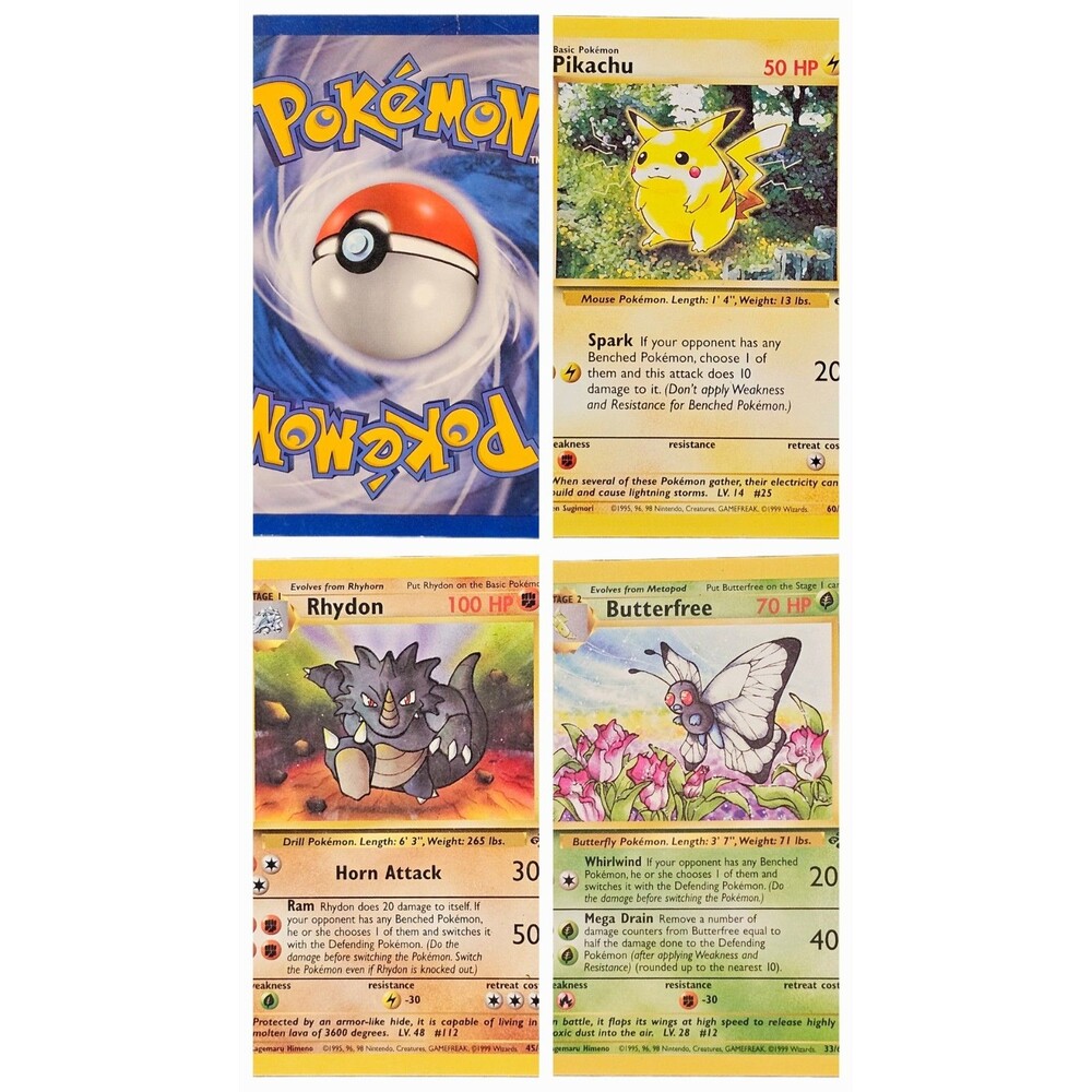Pokémon TCG Lot of Three Jungle Cards Pikachu Rhydon Butterfree 1999 Wizards